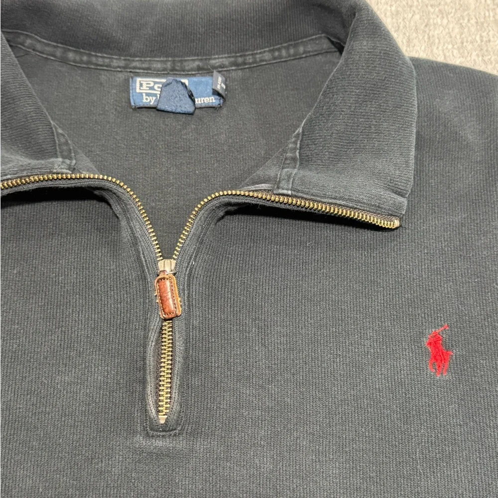 Vintage Polo Ralph Lauren Estate Rib Knit Sweater‎ Navy 1/4 Zip Pullover 2XL Big